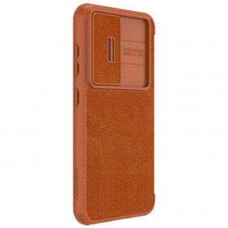 Nillkin Qin Leather Pro Case pro Samsung Galaxy S23+ flip cover kryt fotoaparátu hnědý