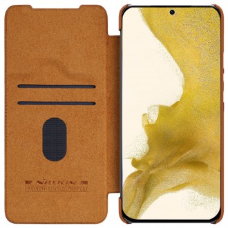 Nillkin Qin Leather Pro Case pro Samsung Galaxy S23+ flip cover kryt fotoaparátu hnědý