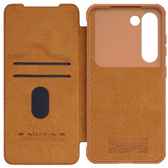 Nillkin Qin Leather Pro Case pro Samsung Galaxy S23+ flip cover kryt fotoaparátu hnědý