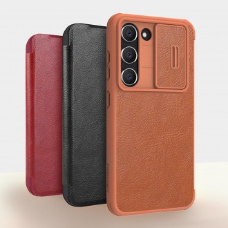 Nillkin Qin Leather Pro Case pro Samsung Galaxy S23+ flip cover kryt fotoaparátu hnědý