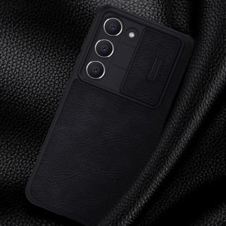 Nillkin Qin Leather Pro Case pro Samsung Galaxy S23+ flip cover kryt fotoaparátu hnědý