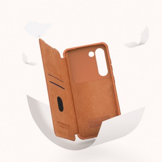 Nillkin Qin Leather Pro Case pro Samsung Galaxy S23+ flip cover kryt fotoaparátu hnědý