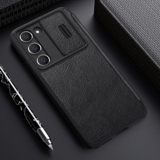 Nillkin Qin Leather Pro Case pro Samsung Galaxy S23+ flip cover kryt fotoaparátu hnědý