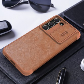 Nillkin Qin Leather Pro Case pro Samsung Galaxy S23+ flip cover kryt fotoaparátu hnědý