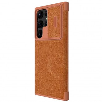 Nillkin Qin Leather Pro Case pro Samsung Galaxy S23 Ultra Cover with Flip Camera Cover Brown