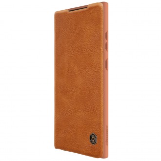 Nillkin Qin Leather Pro Case pro Samsung Galaxy S23 Ultra Cover with Flip Camera Cover Brown