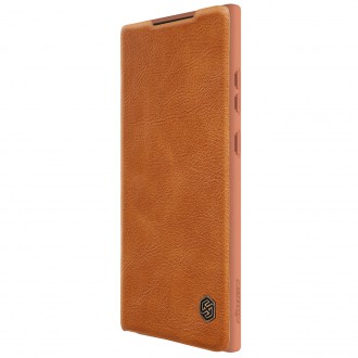 Nillkin Qin Leather Pro Case pro Samsung Galaxy S23 Ultra Cover with Flip Camera Cover Brown