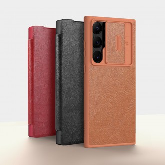 Nillkin Qin Leather Pro Case pro Samsung Galaxy S23 Ultra Cover with Flip Camera Cover Brown