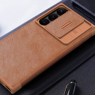 Nillkin Qin Leather Pro Case pro Samsung Galaxy S23 Ultra Cover with Flip Camera Cover Brown