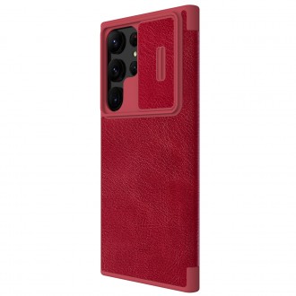 Nillkin Qin Leather Pro Case pro Samsung Galaxy S23 Ultra Flip Cover Kryt fotoaparátu červený