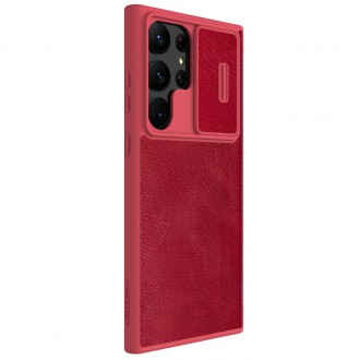 Nillkin Qin Leather Pro Case pro Samsung Galaxy S23 Ultra Flip Cover Kryt fotoaparátu červený
