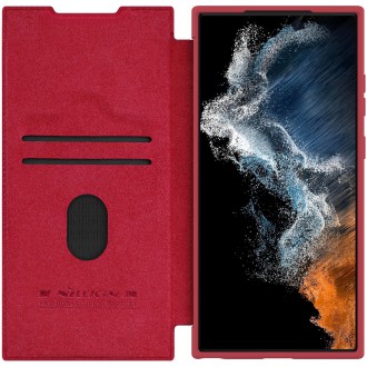 Nillkin Qin Leather Pro Case pro Samsung Galaxy S23 Ultra Flip Cover Kryt fotoaparátu červený