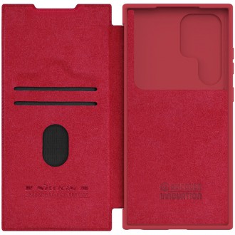Nillkin Qin Leather Pro Case pro Samsung Galaxy S23 Ultra Flip Cover Kryt fotoaparátu červený