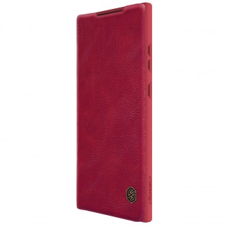 Nillkin Qin Leather Pro Case pro Samsung Galaxy S23 Ultra Flip Cover Kryt fotoaparátu červený