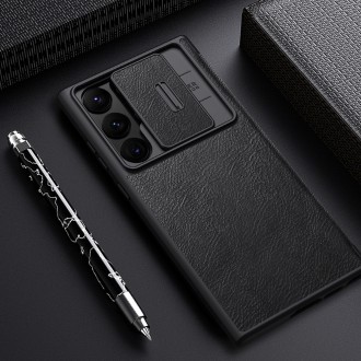 Nillkin Qin Leather Pro Case pro Samsung Galaxy S23 Ultra Cover with Flip Camera Cover Black