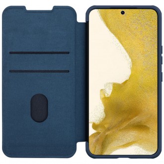 Nillkin Qin Cloth Pro Case pro Samsung Galaxy S23 Cover with Flip Camera Cover modrý