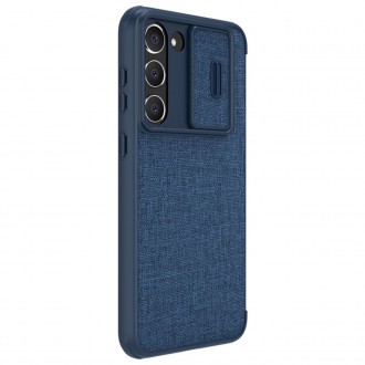 Nillkin Qin Cloth Pro Case pro Samsung Galaxy S23 Cover with Flip Camera Cover modrý
