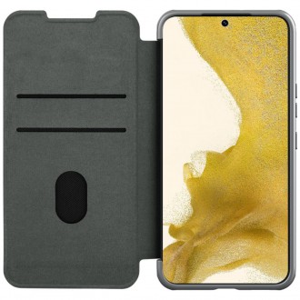 Nillkin Qin Cloth Pro pro Samsung Galaxy S23 Cover with Flip Camera Cover Grey