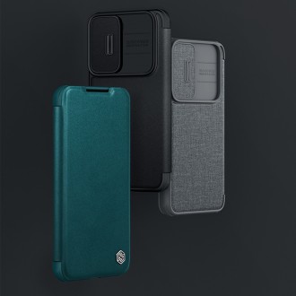 Nillkin Qin Cloth Pro pro Samsung Galaxy S23 Cover with Flip Camera Cover Grey