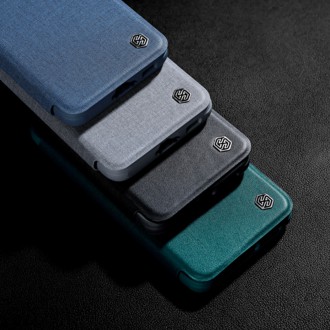 Nillkin Qin Cloth Pro pro Samsung Galaxy S23+ Flip Cover Kryt fotoaparátu šedý