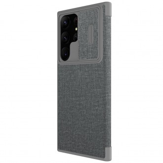 Nillkin Qin Cloth Pro pro Samsung Galaxy S23 Ultra Cover with Flip Camera Cover Grey