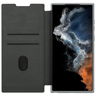 Nillkin Qin Cloth Pro pro Samsung Galaxy S23 Ultra Cover with Flip Camera Cover Grey