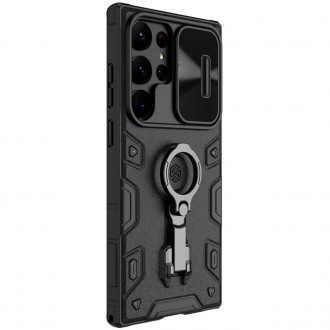 Nillkin CamShield Armor Pro Case pro Samsung Galaxy S23 Ultra Armor Cover s kroužkovým stojánkem pro ochranu fotoaparátu černý
