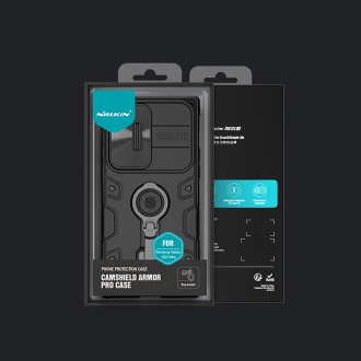 Nillkin CamShield Armor Pro Case pro Samsung Galaxy S23 Ultra Armor Cover s kroužkovým stojánkem pro ochranu fotoaparátu černý