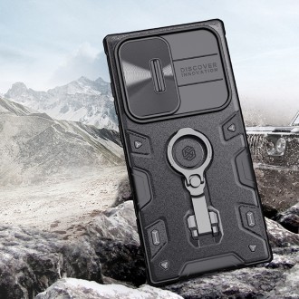 Nillkin CamShield Armor Pro Case pro Samsung Galaxy S23 Ultra Armor Cover s kroužkovým stojánkem pro ochranu fotoaparátu černý