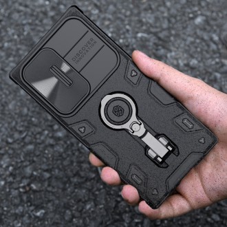 Nillkin CamShield Armor Pro Case pro Samsung Galaxy S23 Ultra Armor Cover s kroužkovým stojánkem pro ochranu fotoaparátu černý