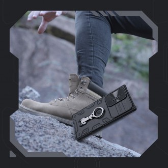 Nillkin CamShield Armor Pro Case pro Samsung Galaxy S23 Ultra Armor Cover s kroužkovým stojánkem pro ochranu fotoaparátu černý