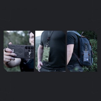 Nillkin CamShield Armor Pro Case pro Samsung Galaxy S23 Ultra Armor Cover s kroužkovým stojánkem pro ochranu fotoaparátu černý