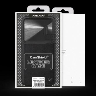 Nillkin CamShield Leather S Case pro kryt Samsung Galaxy S23 s krytem fotoaparátu černý