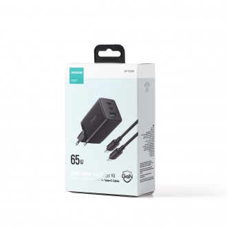 Rychlonabíječka Joyroom GaN 65W USB, 2x USB C černá + USB C kabel - USB C 100W 1,2m (TCG01)