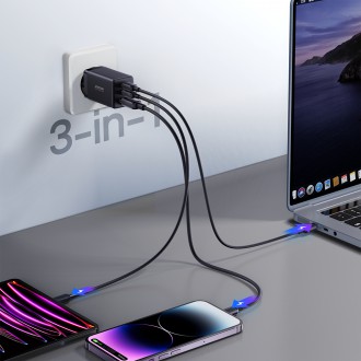 Rychlonabíječka Joyroom GaN 65W USB, 2x USB C černá + USB C kabel - USB C 100W 1,2m (TCG01)