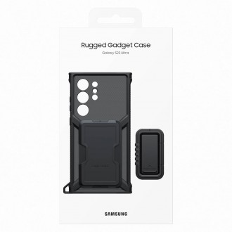 Pouzdro Samsung Rugged Gadget pro Samsung Galaxy S23 Ultra Rugged Cover Ring Holder Stand Gray (EF-RS918CBEGWW)