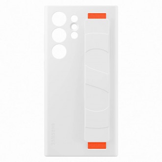 Silikonové pouzdro Samsung Silicon Grip Cover Case pro Samsung Galaxy S23 Ultra silikonové pouzdro s páskem na zápěstí bílé (EF-GS918TWEGWW)