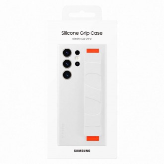 Silikonové pouzdro Samsung Silicon Grip Cover Case pro Samsung Galaxy S23 Ultra silikonové pouzdro s páskem na zápěstí bílé (EF-GS918TWEGWW)