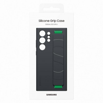 Silikonový kryt Samsung Galaxy S23 Ultra silikonový kryt s páskem na zápěstí černý (EF- Samsung )