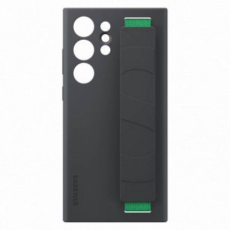 Silikonový kryt Samsung Galaxy S23 Ultra silikonový kryt s páskem na zápěstí černý (EF- Samsung )