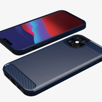 Carbon Case Flexible Cover TPU Case for iPhone 12 Pro / iPhone 12 blue
