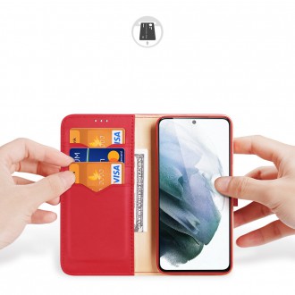 Dux Ducis Hivo Genuine Leather Bookcase type case for Samsung Galaxy S21 FE red