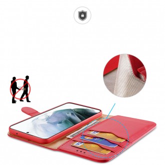 Dux Ducis Hivo Genuine Leather Bookcase type case for Samsung Galaxy S21 FE red