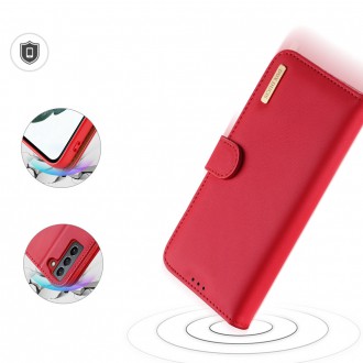 Dux Ducis Hivo Genuine Leather Bookcase type case for Samsung Galaxy S21 FE red