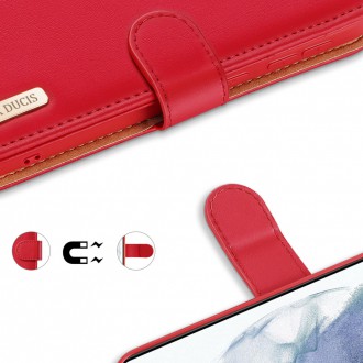 Dux Ducis Hivo Genuine Leather Bookcase type case for Samsung Galaxy S21 FE red