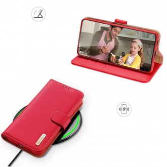 Dux Ducis Hivo Genuine Leather Bookcase type case for Samsung Galaxy S21 FE red
