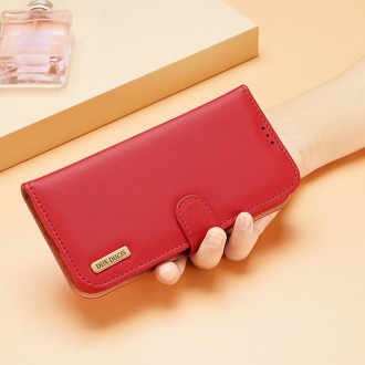 Dux Ducis Hivo Genuine Leather Bookcase type case for Samsung Galaxy S21 FE red