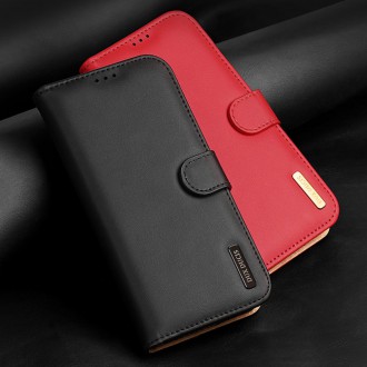 Dux Ducis Hivo Genuine Leather Bookcase type case for Samsung Galaxy S21 FE red