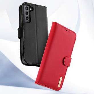 Dux Ducis Hivo Genuine Leather Bookcase type case for Samsung Galaxy S21 FE red
