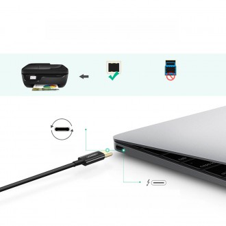 Ugreen kabel tiskárny USB-C - USB-B 480 Mb/s 2m černý (US241)